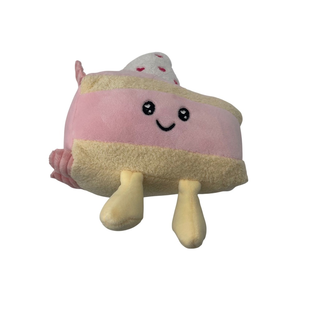 Strawberry Cake Slice Plush Stuffed Toy Pink Dessert with Legs